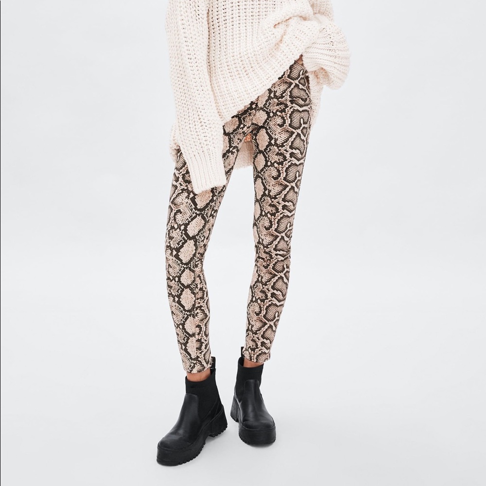 Zara Snake Print Skinny Jeans